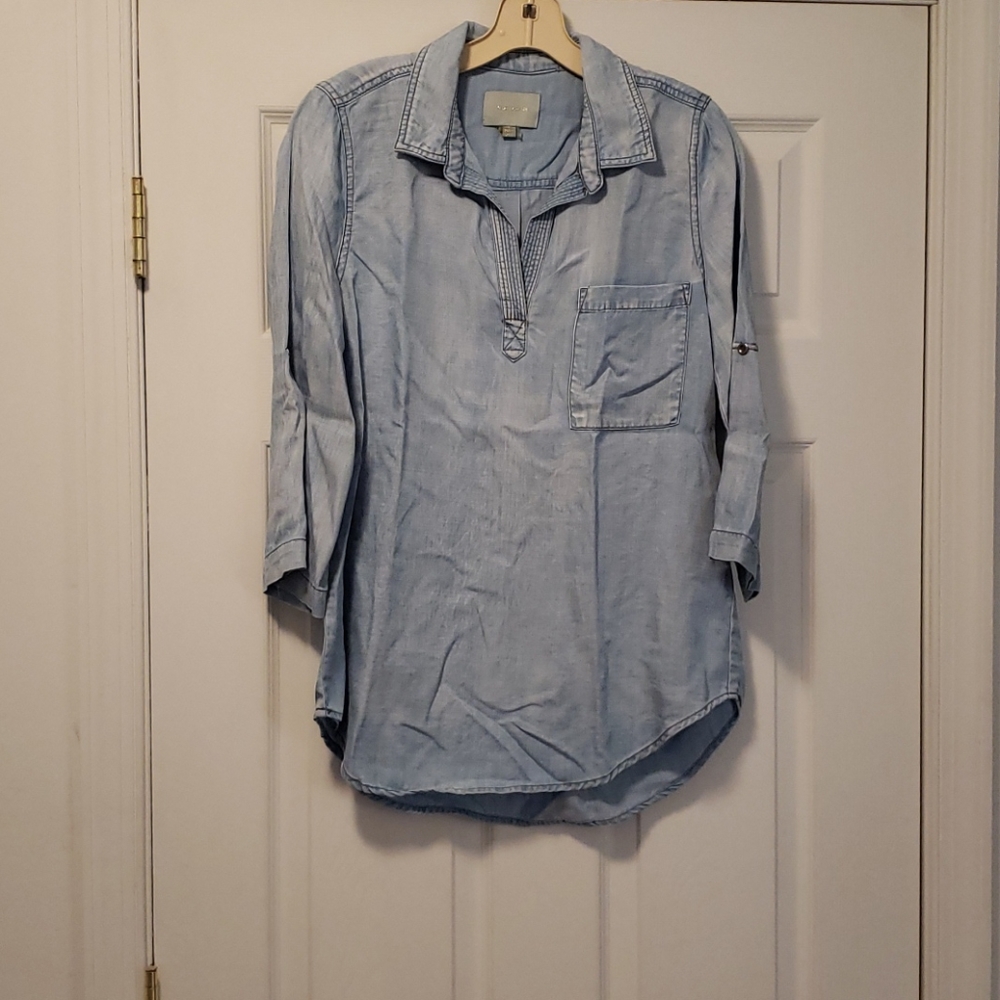 Lightweight Denim Pullover Top by Skies Are Blue